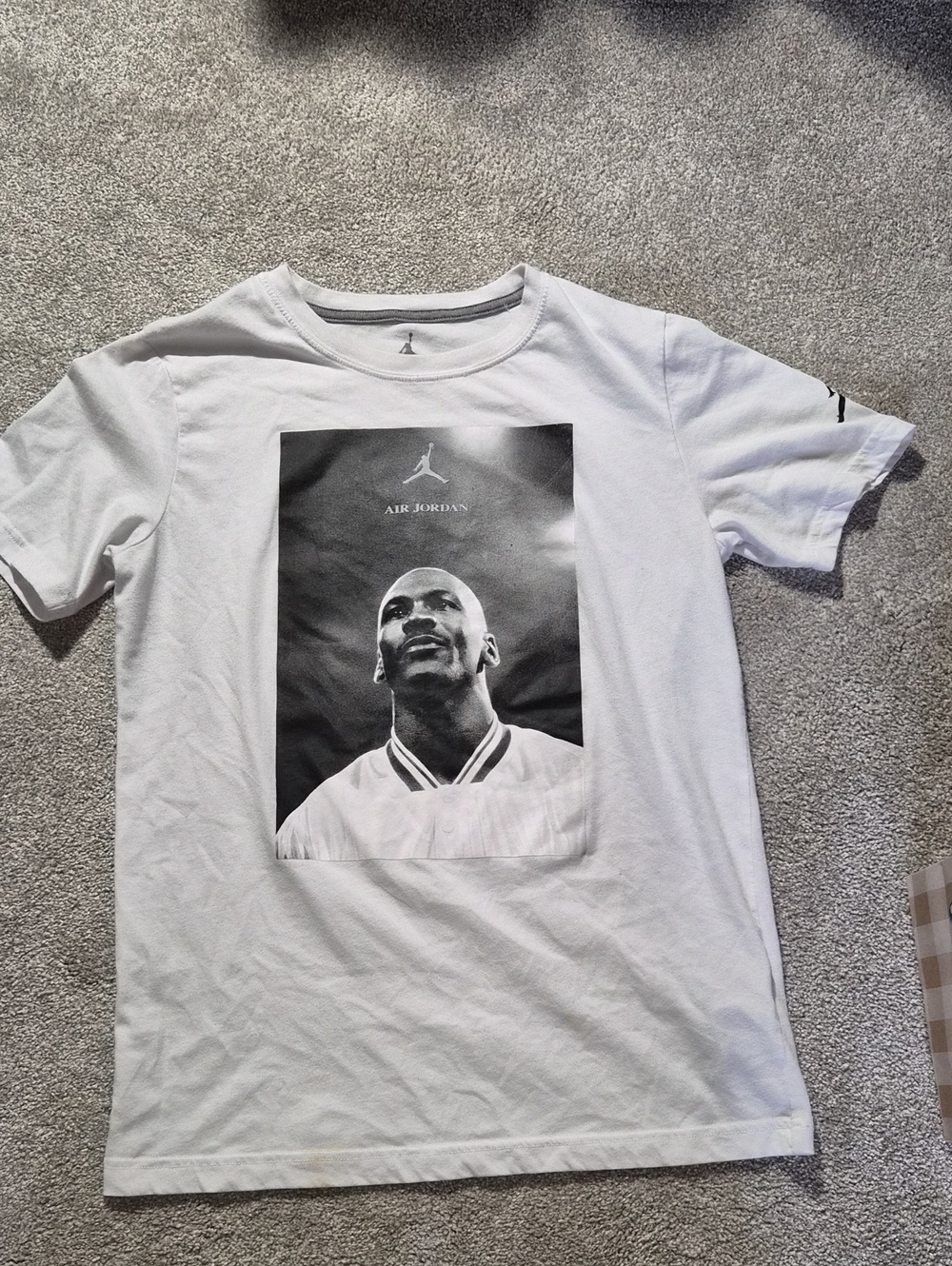 Jordan White Tee with Black Portrait Graphic